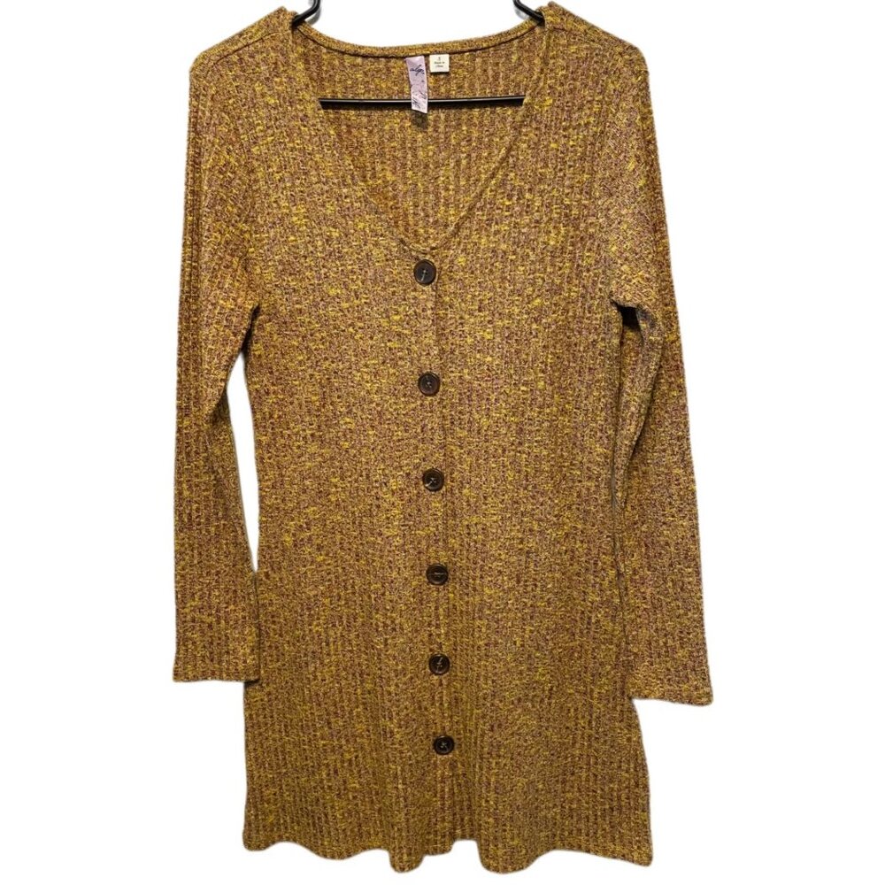 🌻 Alya Marled Button Front Knit Sweater Dress Cardigan | Small | Fall Layers